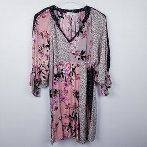 Umgee Mixed Media Boho Floral Dress size Small
